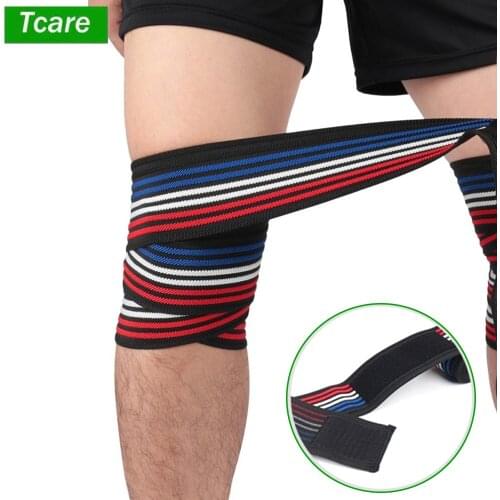 Tcare 1Pcs 8*180cm Elastic Compression Knee Brace Wrap Patellar Tendon Support Strap for Plantar Fasciitis Stabilising Ligaments