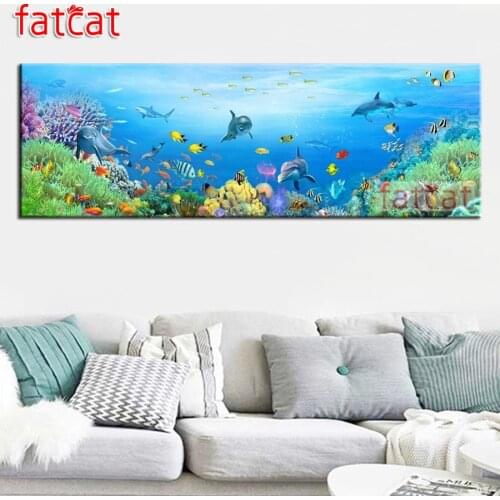 FATCAT Sea world animals large 5D Diy Daimond Painting Full Square Round Drill Rhinestone Embroidery Sale Decoration AE3058