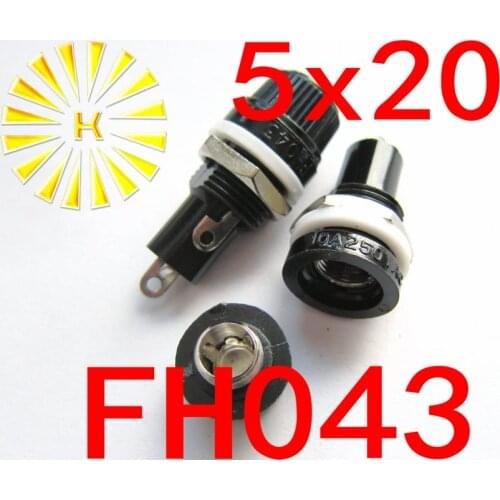 FH043 5*20mm 10A 250VAC Black Fuse Holder x20pcs Free shipping