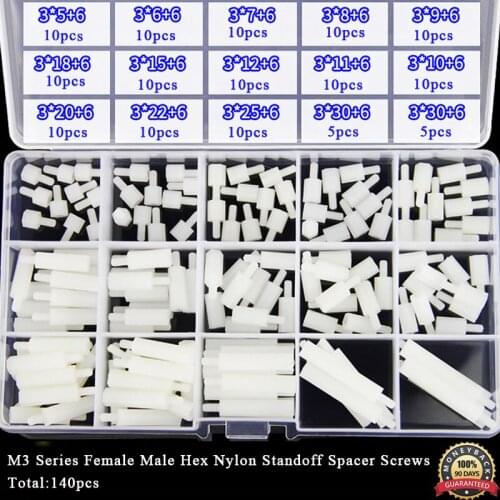 M2.5 M3 M4 Female Male Hex Nylon Standoff Spacer Column Screws Hex Standoff Female-Female PCB Motherboard Fixed Spacing Screws