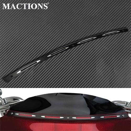 Motorcycle CNC Windshield Windscreen Trim Black For Harley Touring Electra Glide Street Tri Glide FLHTCU FLHX FLHT 1996-2013