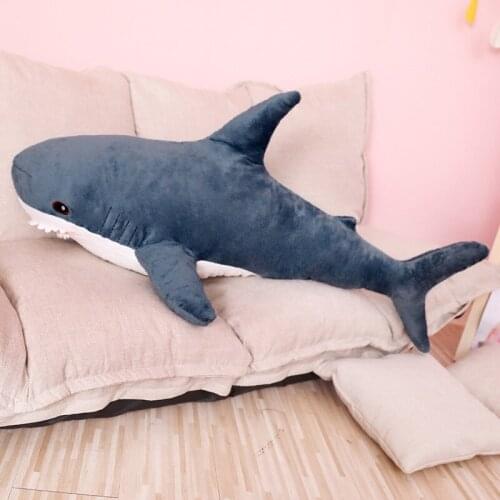 Soft Toy Shark Big Size Funny Soft Bite Shark Plush Toy Pillow Appease about 100cm Stuffed Animal Fish Pillow Toys for Children