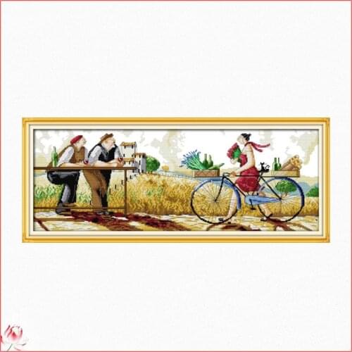 Joy Sunday On A Field Trip Cross Stitch Kit 14CT11CT Canvas Printed Fabric Embroidery Kit DIY Needlework Sewing Set Home Deco