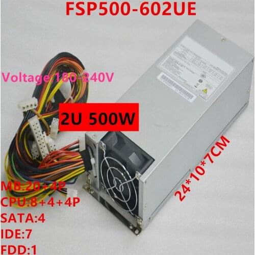 New PSU For FSP 2U 500W Power Supply FSP500-602UE