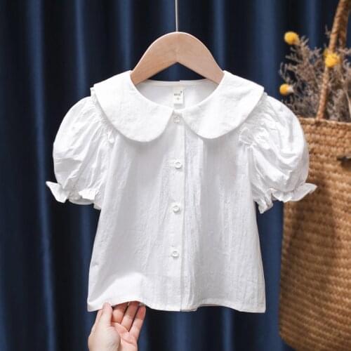 1-6T Toddler Kid Baby Girl Summer Clothes Short Sleeve Cotton Blouses Elegant Princess Children Cute Sweet Shirt Party Tee Top