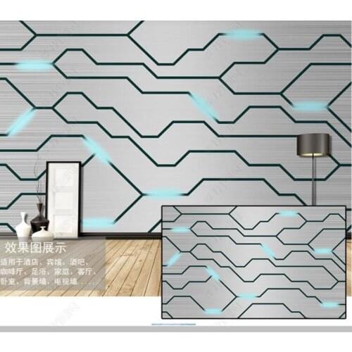 Papel de parede Modern technology fashion circuit diagram metal geometric abstract 3d wallpaper,bedroom KTV bar mural wall decor
