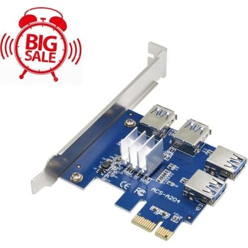 PCIe 1 to 4 PCI express 16X slots Riser Card PCI-E 1X to External 4 PCI-e slot Adapter PCIe Multiplier Card for Bitcoin Miner