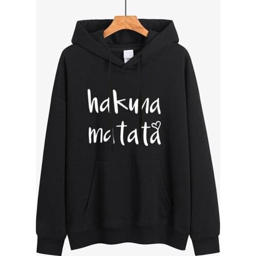 Printed Hakuna Matata Woman Sweatshirt Long Sleeve Hooded Hoodies Woman Jumper Winter Female Hoodies