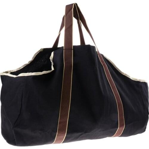 Outdoor Firewood Canvas Bag Carrier Log Storage Wood Log Tote Strong