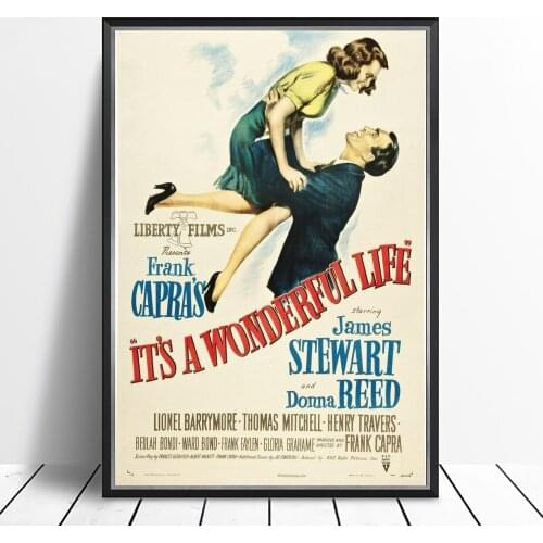 Its a Wonderful Life (1946) Poster American Christmas Fantasy Drama Film James Stewart Frank Capra Print Art Gift