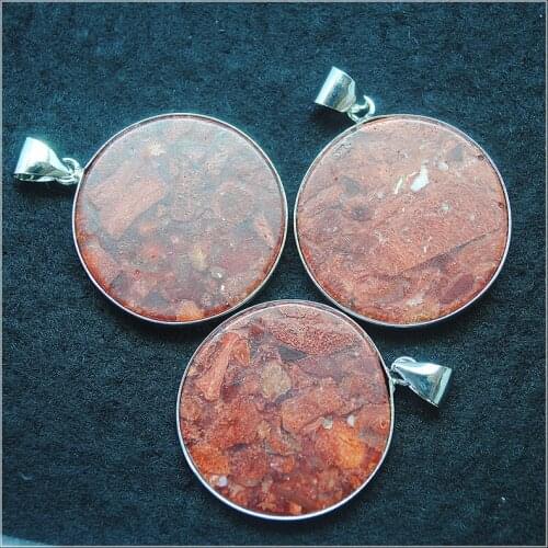 Red coral sponge coral pendants round shape size 30mm for women necklace making wholesale diy beads accessories fashion new