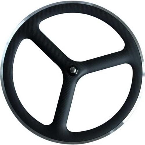 Full Carbon 700C Front Alloy Brake Surface Tri-spoke Track Wheels Rear Disc Carbon Wheels 23mm Wide Track Bike Carbon Wheelset