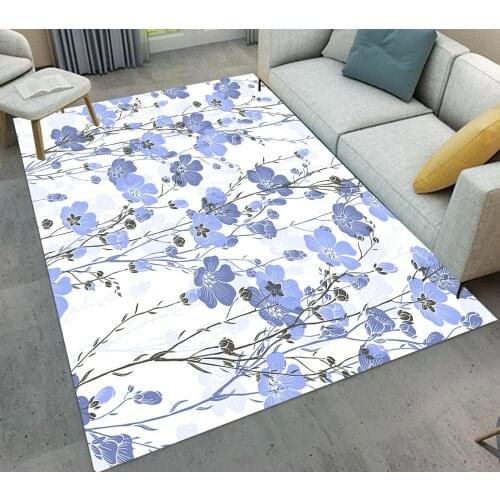 Blue Wild Flowers Flower Door Mat Plant Carpet Bedroom Living Room Tea Table Rugs Floor Carpets Kitchen Bathroom Antiskid Mats