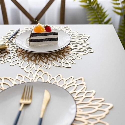 PVC Hollowed Placemat Table Mat Washable Dining Wedding Party Packs Flower Design Coaster Decorative