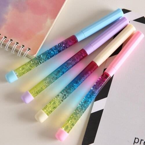 0.5mm Fairy Stick Ballpoint Pen Drift Sand Glitter Crystal Pen Rainbow Creative Ball Pen Novelty Stationery For Girl Gift