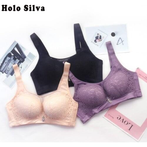 Ultra-Thin Large Size Bra No Rims Push Up Women Bra Minimizer Unlined Sexy Lace Wire Free Women Full Cup Bra Max Size 40C 42C 44