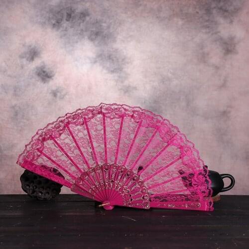 2021 Chinese Style Dance Fan Wedding Party Lace Silk Folding Hand Held Flower Fan for Gift for Souvenir Summer Fan Accessories