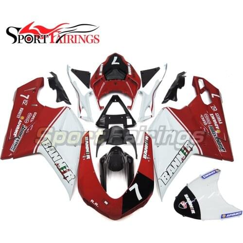 Injection ABS Plastic Motorcycle Fairing Kits For DUCATI 1198 1098 848 2007 2008 2009 2010 2011 2012 Fairings Red White 7 Frames