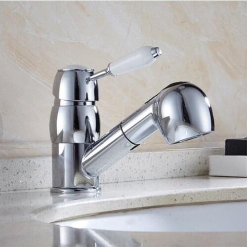 High Quality Pull Out Bathroom Basin Sink Faucet Single Handle Hot and Cold Water Crane Vessel Sink Mixer Tap