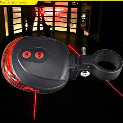 5LED and 2Laser Cycling Safety Bicycle Rear Waterproof Warning Lamp Accessories Laser Tail Light Flashing