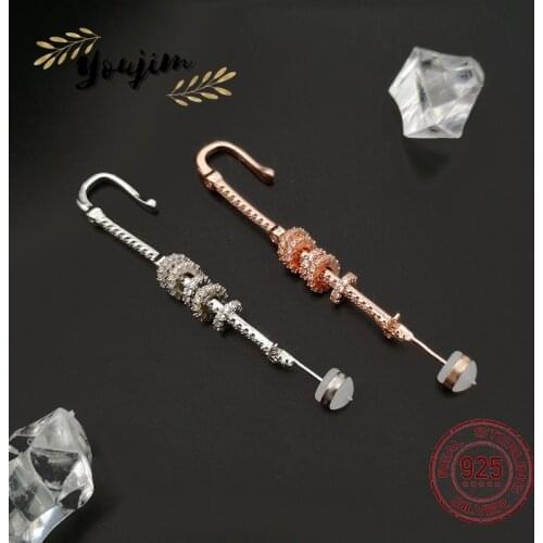 New womens earrings clipped to the ear zircon 925 sterling silver luxury fashion gift