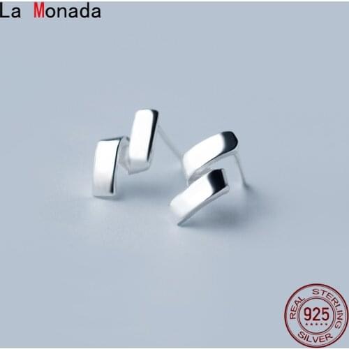 La Monada Women Stud Earrings Korean 925 Sterling Silver Earrings For Women Jewelry Distortion Line Womens Earrings Stylish