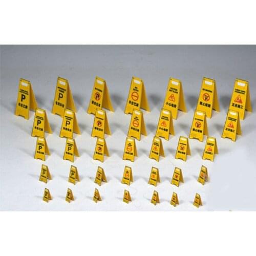 1/64 1/43 1/32 1/24 1/18 Roadside warning sign paper film small accessories Model scene decoration