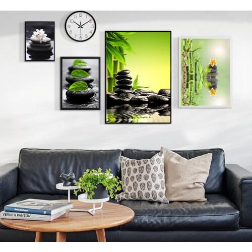 1 Piece Canvas Wall Art Phalaenopsis Flowers Black Stone And White Candles Orchid Zen Poster Home Decorative Painting HD Printed