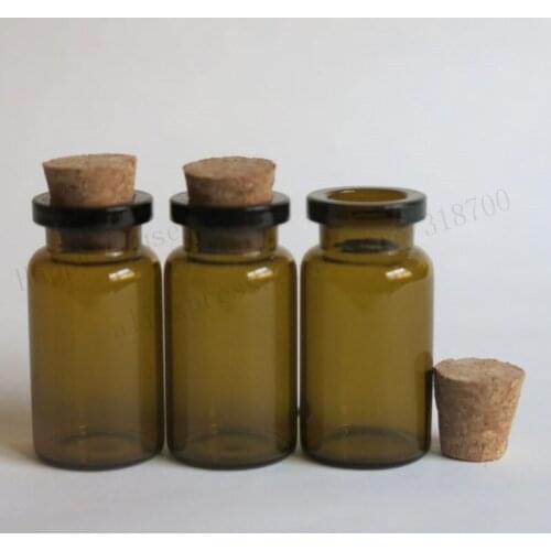 1000pcs/lot Wholesale7ml Amber Glass Bottle with Wood Cork Small Drift Bottle Glass Jars Decor DIY Container Mini Message Vials