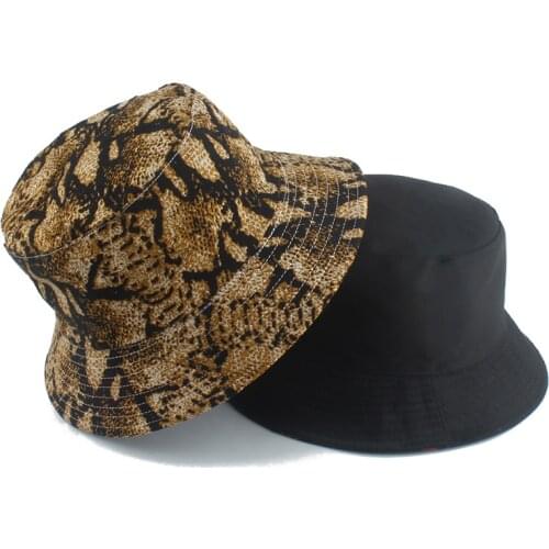2021 Summer Bucket Hat For Women Men Outdoor Bob Fisherman Hat Girls Boys Snake Skin Print Hip Hop Gorros Panama Sun Hats