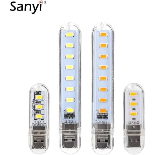 3/8 LEDs White/Warm White USB Flashlight LED Mini Work Light Portable Led Torch Lamp Reading Light USB Powered Computer Light