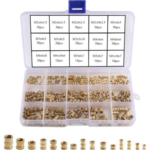 330Pcs Female Thread Knurled Nuts M2 M3 M4 M5 Brass Threaded Insert Round Injection Moulding Knurled Nuts