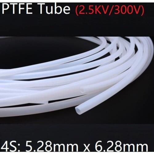 4S 5.28mm x 6.28mm PTFE Tube F46 Insulated Capillary Heat Protector Transmit Hose Rigid Temperature Corrosion Resistance 600V