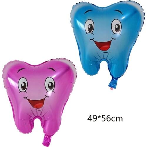 50pcs Lovely Tooth Foil Balloons Oral hygiene education supplies Globos for Baby Shower Birthday Party Decorations Kids Toys