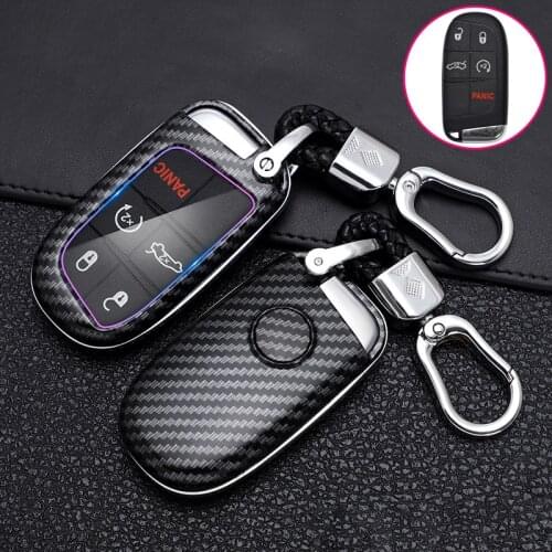 ABS Carbon Fibe Car Remote Key Full Cover Case For Fiat Freemont 2018 2019 For Dodge Charger Dart Challenger Durango Jeep Holder