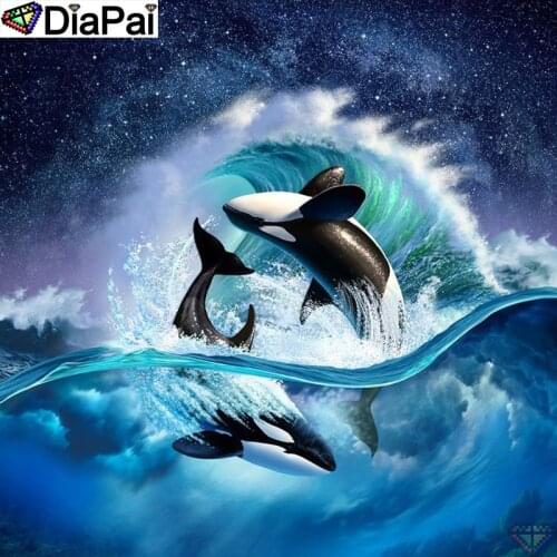 DiaPai 5D DIY Diamond Painting 100% Full Square/Round Drill "Animal whale" Diamond Embroidery Cross Stitch 3D Decor A21857