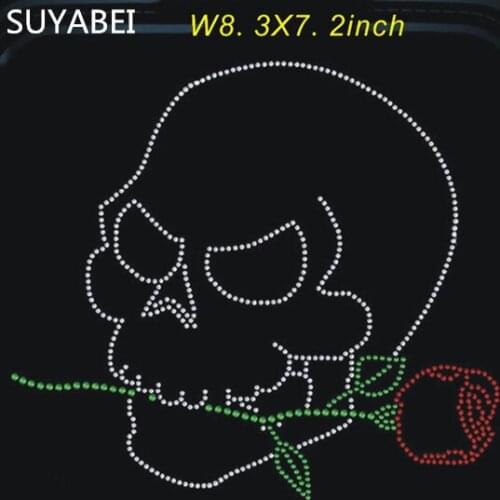 Skull bite rose Rhinestone Applique fixing rhinestones hot fix rhinestone transfers iron on crystal transfers patches