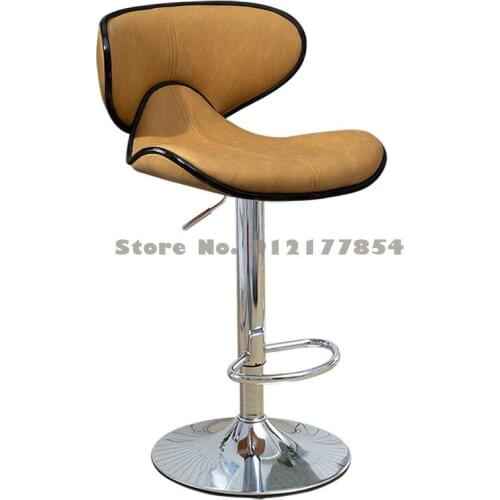 Bar Stool Nordic Bar Stool Technology Fabric Bar Stool Rotating Lifting Chair Backrest Cashier Front Desk Chair High Stool