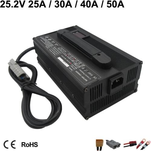 900W 25.2V 25A 30A 40A 50A Li-ion Battery Ebike Fast Charger With fan For 6S 21.6V 22.2V Lithium Golf Cart Battery Pack Charger