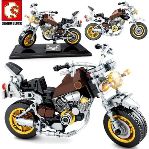 SEMBO City Creator Off-road Motorbike Model Building Blocks Electric Motorcycle DIY Assemble Bricks Educational Toy For Children