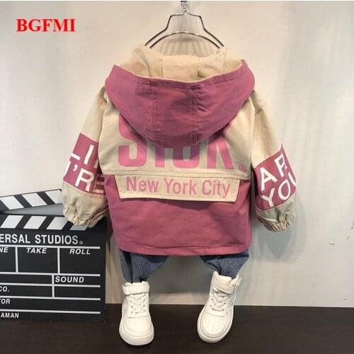 Baby Girl Coat Autumn Windproof Lined Clothing Teen Childrens Zipper Jacke Stitching Polyester Letter Jacket Boy Hooded Coats
