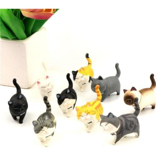 9Pcs 3cm Cat Figurine Miniature Lifelike Kitten Animal Decoration Mini Fairy Garden Cartoon Resin craft Home Decor Gift