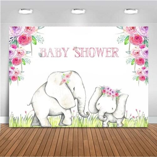 Elephant Backdrop for Photography Newborn Baby Shower Party Decoration Supplies Baby Girl Backdrops for Photography Video 7x5ft