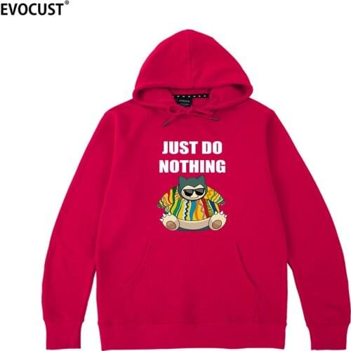 Snorlax do nothing Anime Funny Cartoon Vaporwave Hawaii Creative Harajuku Hoodies Sweatshirts men women unisex Cotton