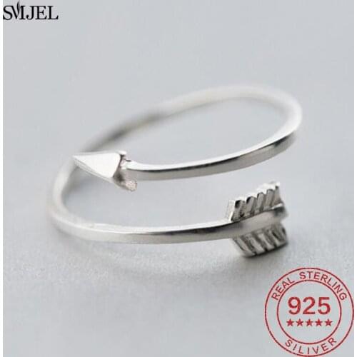 925 Sterling Silver Arrow Adjustable Split Ring Women Unisex Jewelry Gift For Girlfriend Fashion Korean Rings Geometric Shape