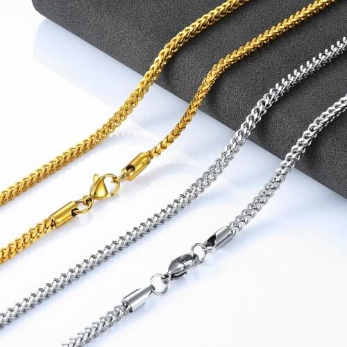Fashion Gold/Steel Tone Mens Box Necklace Chain Stainless Steel Chain For High Quality Women Jewelry Gift