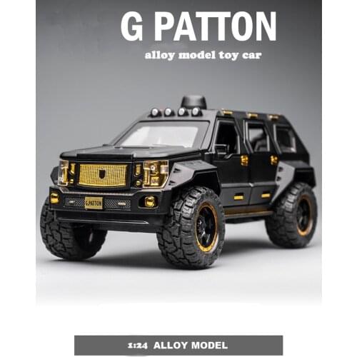 1BOX 2021 Year 1/24 Alloy George Patton Car Model Off-road Armored Car Military Force Boy Models Kids Toy Car for Children Gift