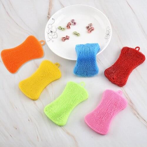 Washing Cleaning Brushes Kitchen Pot Bowl Sponge Scrubber Fruit Vegetable Dish Multifunction Silicone Scouring Pads Tool
