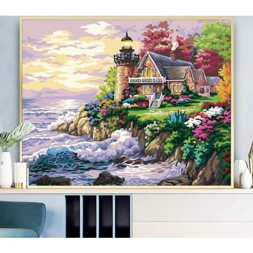 Painting by Numbers Wall Picture Canvas Painting Sea Beauty Scenery DIY Oil Painting Acrylic Paint Landscape Wall Art Home Decor