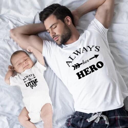 Always Her Hero Outfits Always His Little Girl Family Matching Outfits Baby Clothes Girl Clothes Father Days Kids Tee Cute Black